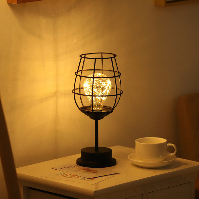 Nordic wrought iron night light creative wine bottle decoration table lamp restaurant bar battery bedside romantic decoration atmosphere lamp