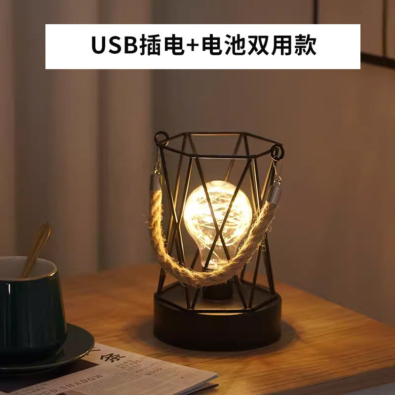 Nordic wrought iron night light creative wine bottle decoration table lamp restaurant bar battery bedside romantic decoration atmosphere lamp