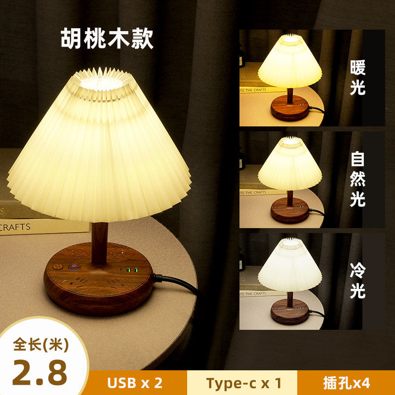 Vintage Decorative Night Light, Table Light, Bedroom Bedside Lamp, Replaceable Bulb, Nordic Ins, Wind Multifunction Socket with USB