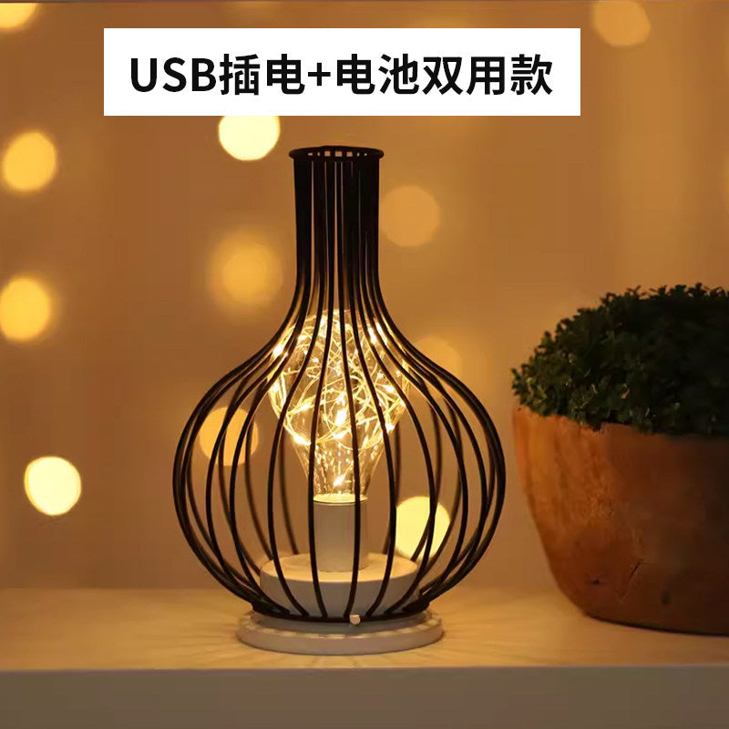 Nordic wrought iron night light creative wine bottle decoration table lamp restaurant bar battery bedside romantic decoration atmosphere lamp