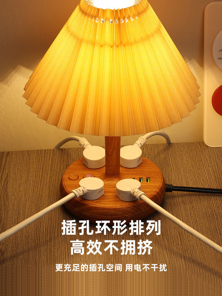 Vintage Decorative Night Light, Table Light, Bedroom Bedside Lamp, Replaceable Bulb, Nordic Ins, Wind Multifunction Socket with USB