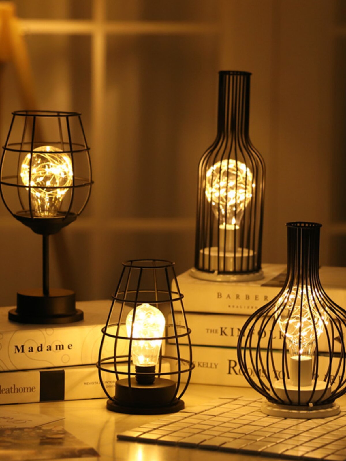 Nordic wrought iron night light creative wine bottle decoration table lamp restaurant bar battery bedside romantic decoration atmosphere lamp