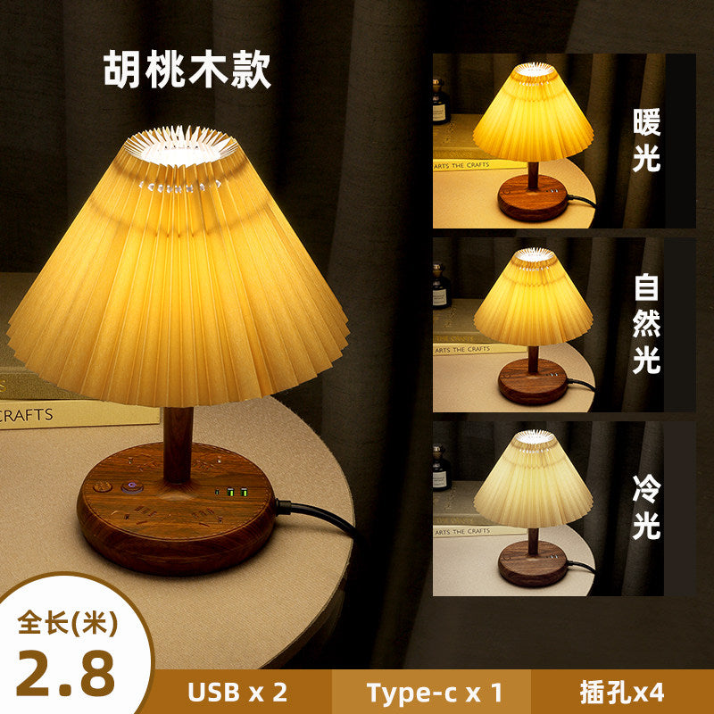 Vintage Decorative Night Light, Table Light, Bedroom Bedside Lamp, Replaceable Bulb, Nordic Ins, Wind Multifunction Socket with USB