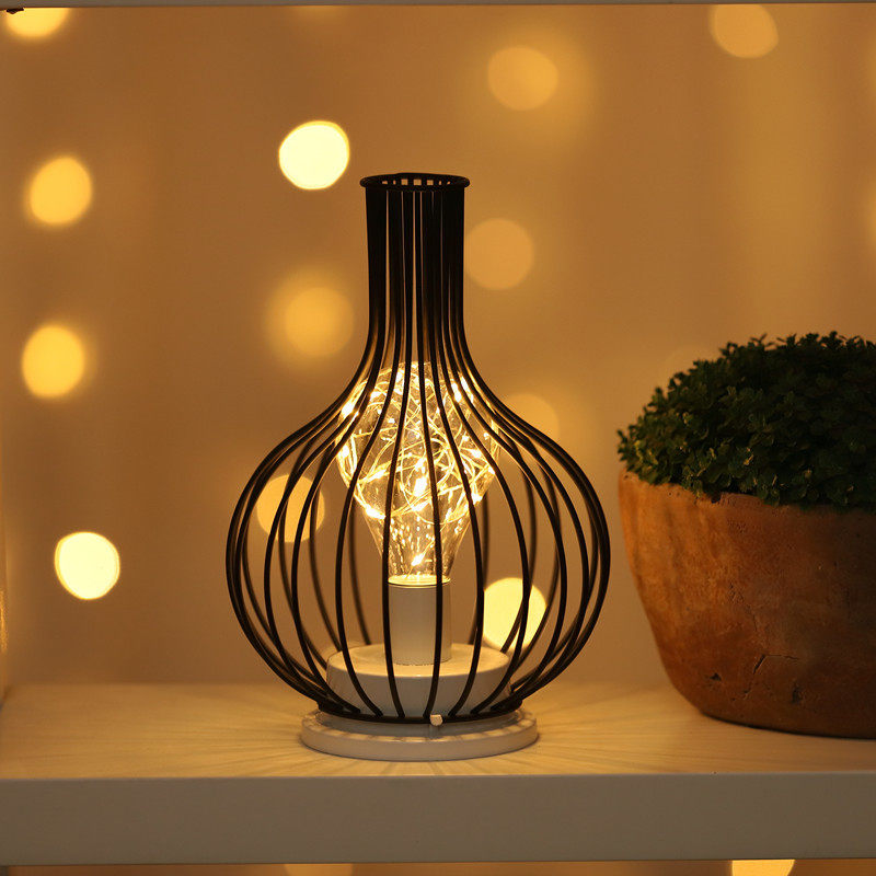 Nordic wrought iron night light creative wine bottle decoration table lamp restaurant bar battery bedside romantic decoration atmosphere lamp