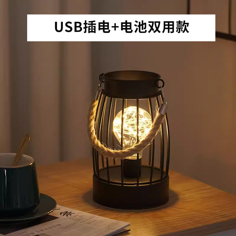 Nordic wrought iron night light creative wine bottle decoration table lamp restaurant bar battery bedside romantic decoration atmosphere lamp
