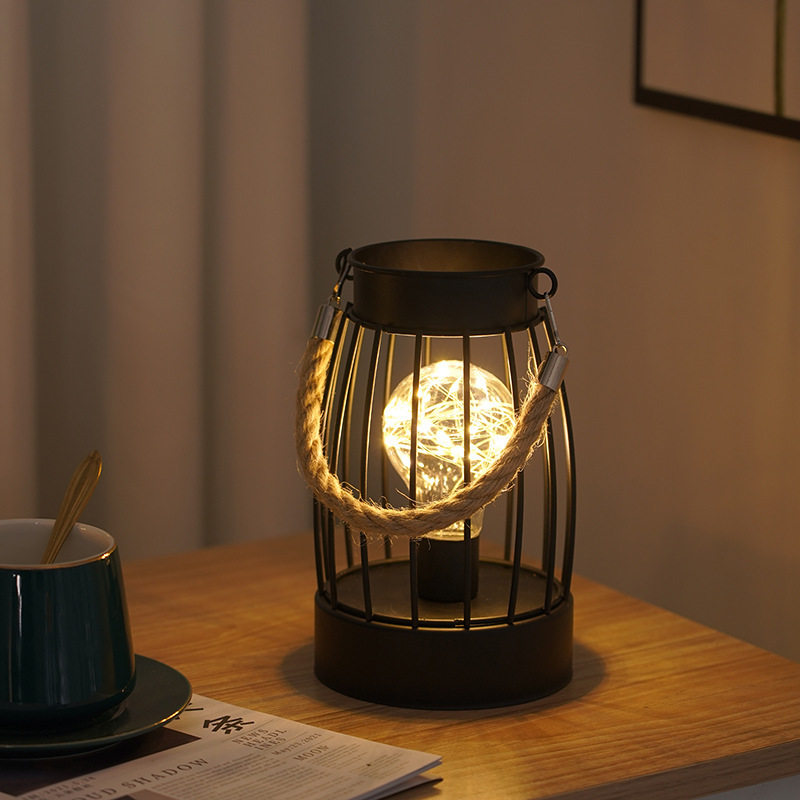 Nordic wrought iron night light creative wine bottle decoration table lamp restaurant bar battery bedside romantic decoration atmosphere lamp